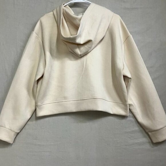 A New Day Women's Large Cream Double Knit Full Zip Hoodie Sweatshirt Long Sleeve - Picture 2 of 2